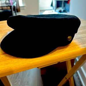 Black faux suede flat cap